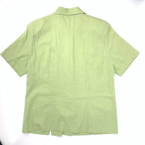 A.K.C. Lime Green Button Up Embroidered Pinapple‎ Women's Blouse Size XL - Picture 8 of 8